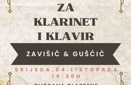 Koncert za klarinet i klavir - Srijeda, 4.10.2023. u 19.30h